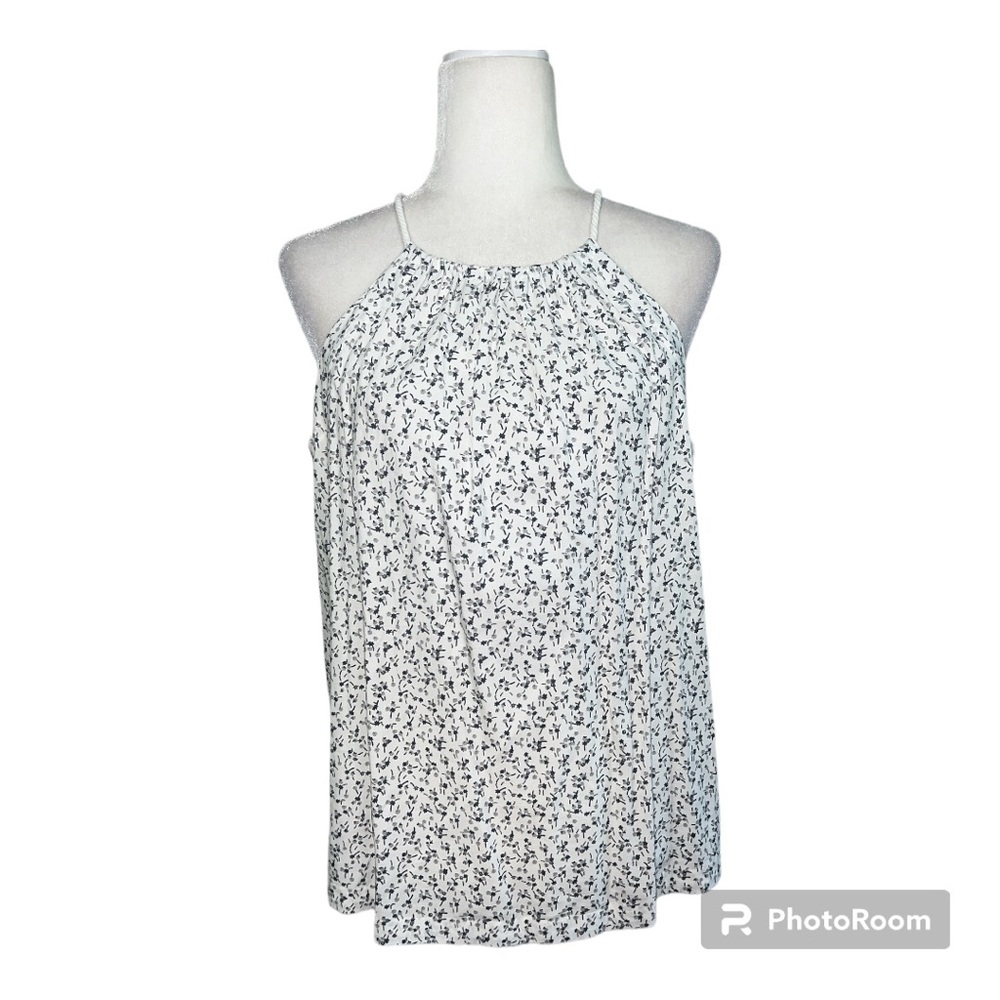 Loft Outlet White Floral Halter Rope Tie Back Top Sz M